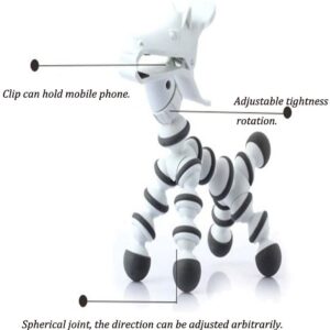 Tomson Phone Holder Car Holder Portable 3D Cartoon Horse Zebra Clip Lazy Phone Holder Cradle Tripod Stand Mount for iPhone 7plus 6 6plus All Mobile Phone Adjustable Holder Children Gift(White+Grey)