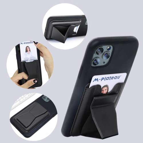 Penekin Phone Wallet with Magnetic Stand, Card Holder for Phone Case Supports Car Stand, Kickstand Phone Card Holder Stick on Compatible with iPhone 14/13/12 Series and Most of Cell Phones (Black)