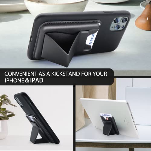 Penekin Phone Wallet with Magnetic Stand, Card Holder for Phone Case Supports Car Stand, Kickstand Phone Card Holder Stick on Compatible with iPhone 14/13/12 Series and Most of Cell Phones (Black)