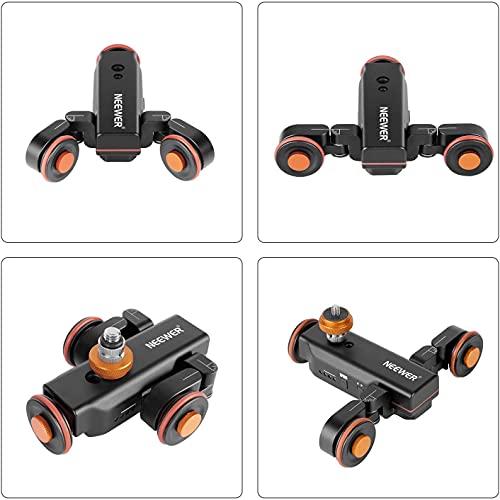 Neewer 3-Wheels Wireless Video Camera Dolly, 3-Speed Motorized Electric Track Rail Slider Dolly Car with Remote Control, Compatible with DSLR Camera, Camcorder, Gopro, iPhone, and Android Smartphone