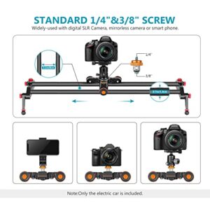 Neewer 3-Wheels Wireless Video Camera Dolly, 3-Speed Motorized Electric Track Rail Slider Dolly Car with Remote Control, Compatible with DSLR Camera, Camcorder, Gopro, iPhone, and Android Smartphone