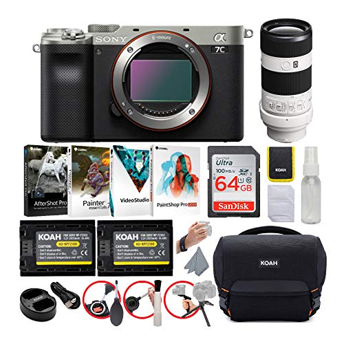 Sony Alpha a7C Full-Frame Compact Mirrorless Camera (Silver) Bundle with FE 70-200mm f/4.0 G OSS Lens (6 Items)