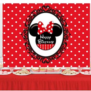 Red Mouse Backdrop Mouse Birthday Party Supplies Mouse Birthday Decorations for 1st 2nd 3rd 10th 13th Girls Birthday Decor,5X3ft