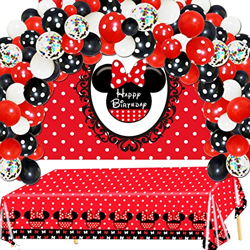 Red Mouse Backdrop Mouse Birthday Party Supplies Mouse Birthday Decorations for 1st 2nd 3rd 10th 13th Girls Birthday Decor,5X3ft
