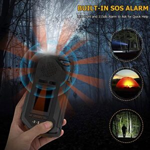 Zukakii 2000 Emergency Weather Radio, Portable Solar Hand Crank AM/FM Radio 4 Power Sources Battery Powered with LED Flashlight LCD Screen SOS Alarm Survival Bracelet for Outdoor Emergency