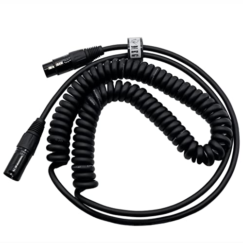 EITMOSS XLR Cable, XLR Microphone Cable Coiled Cable XLR Male to XLR Female Balanced XLR Microphone Coil Cable Curly Instrument Cable Stretchable 10 Feet