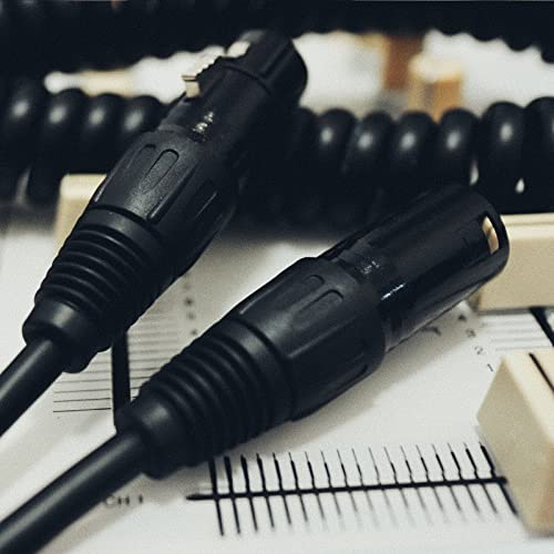 EITMOSS XLR Cable, XLR Microphone Cable Coiled Cable XLR Male to XLR Female Balanced XLR Microphone Coil Cable Curly Instrument Cable Stretchable 10 Feet