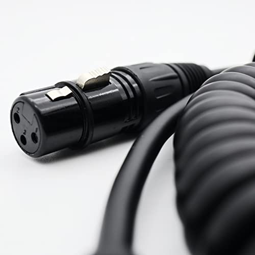 EITMOSS XLR Cable, XLR Microphone Cable Coiled Cable XLR Male to XLR Female Balanced XLR Microphone Coil Cable Curly Instrument Cable Stretchable 10 Feet