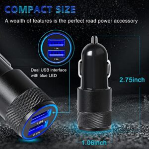 2 Pack Car Charger, 3.4a Fast Charge Dual Port USB Cargador Carro Lighter Adapter for iPhone 14 13 12 11 Pro Max X XR XS 8 Plus 6s, iPad, Samsung Galaxy S22 S21 S10 Plus S7 j7 S10e S9 Note 8, LG