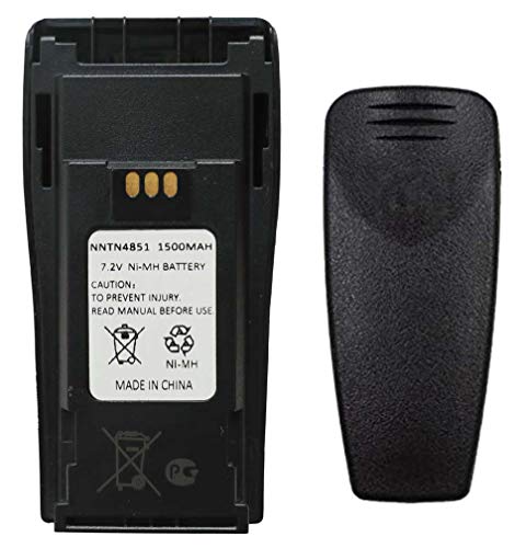 Teseko NNTN4851 NNTN4851A NNTN4496 NNTN4497CR NNTN4970A 7.2V 1500mAh Ni-MH Two-Way Radio Battery Replacement for Motorola CP040 CP140 CP150 CP160 CP180 CP200 PR400 EP450+Belt Clip