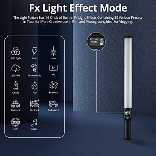 Godox LC500R RGB LED Light Stick Lighting,2500K-8500K Full Color, 14 Lighting Effects, with Remote Control + Carry Bag