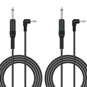 bolvek 2 pack 6ft 6.35mm 1/4″ mono male to 3.5mm 1/8″ ts mono male 90 degree right angle plug adapter audio cable cord