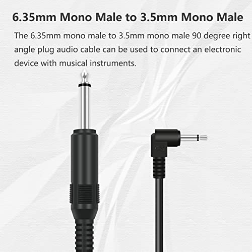 Bolvek 2 Pack 6ft 6.35mm 1/4" Mono Male to 3.5mm 1/8" TS Mono Male 90 Degree Right Angle Plug Adapter Audio Cable Cord