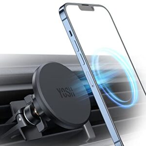 YOSH Mag-Safe Car Mount Air Vent, Car Phone Holder iPhone Magnetic Phone Car Mount Magnet Phone Holder for Cars, for iPhone 14/13/12 Series & MagSafe Case with Double Lock Clip Without Metal Plates