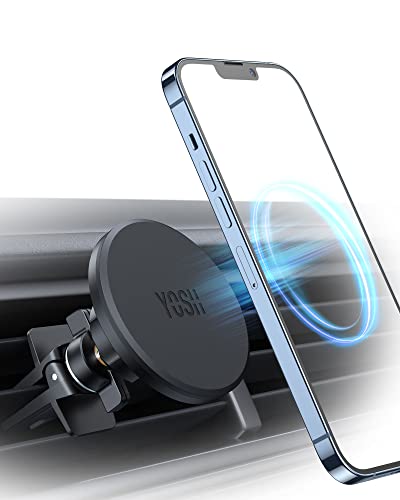 YOSH Mag-Safe Car Mount Air Vent, Car Phone Holder iPhone Magnetic Phone Car Mount Magnet Phone Holder for Cars, for iPhone 14/13/12 Series & MagSafe Case with Double Lock Clip Without Metal Plates