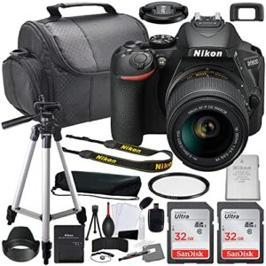 nikon intl. d5600 dslr camera with 18-55mm vr lens bundle (1576) + accessory kit including 64gb memory, uv filter, camera case & more (renewed)