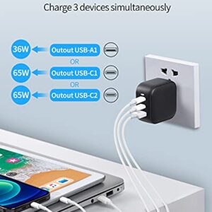 USB C Charger, Hadisala 66W 3-Port GaN Fast USB C Wall Charger, Foldable USB C PD3.0 Power Adapter, Portable Travel Charger Block for iPhone 13 Pro Max Mini/MacBook Pro/iPad, Galaxy, Pixel and More