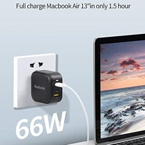 USB C Charger, Hadisala 66W 3-Port GaN Fast USB C Wall Charger, Foldable USB C PD3.0 Power Adapter, Portable Travel Charger Block for iPhone 13 Pro Max Mini/MacBook Pro/iPad, Galaxy, Pixel and More