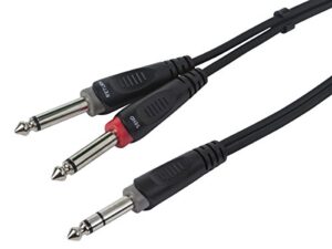 monoprice 1/4-inch trs male to dual 1/4-inch ts male insert cable – 10 feet – black