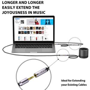 DUKABEL 3.5mm Female to Female Adapter Cable 4-Pole TRRS Female Coupler AUX Extension Cable [OFC Lossless Audio & Crystal-Nylon Braided] Aux Connector Stereo Jack Cable - TopSeries (6 inch / 15cm)