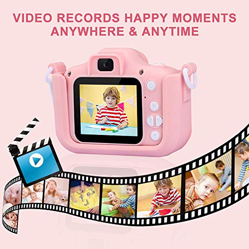 Kids Camera for Girls and Boys,1080P HD Digital Video Cameras for Toddler,Outdoor activity Anti-Drop Cartoon Camera 2.0 Inch Screen video recorder 3-12 Year Old kids Birthday Christmas Gift 32GB SD