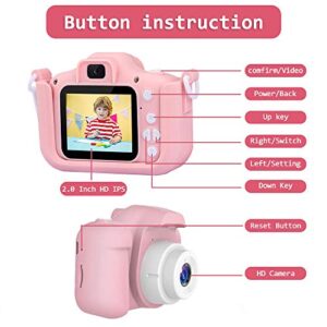 Kids Camera for Girls and Boys,1080P HD Digital Video Cameras for Toddler,Outdoor activity Anti-Drop Cartoon Camera 2.0 Inch Screen video recorder 3-12 Year Old kids Birthday Christmas Gift 32GB SD