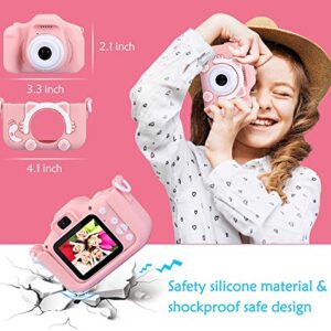 Kids Camera for Girls and Boys,1080P HD Digital Video Cameras for Toddler,Outdoor activity Anti-Drop Cartoon Camera 2.0 Inch Screen video recorder 3-12 Year Old kids Birthday Christmas Gift 32GB SD