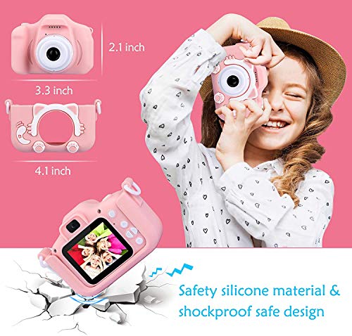 Kids Camera for Girls and Boys,1080P HD Digital Video Cameras for Toddler,Outdoor activity Anti-Drop Cartoon Camera 2.0 Inch Screen video recorder 3-12 Year Old kids Birthday Christmas Gift 32GB SD