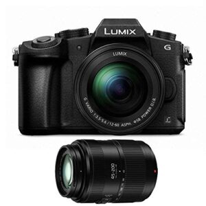 panasonic lumix dmc-g85 mirrorless micro four thirds digital camera with 12-60mm + 45-200mm lens & carrying case (black)
