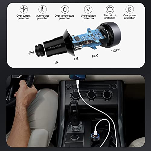 USB C Car Charger Fast Charging - LEXAA TECH 58W USB Car Charger Adapter Dual Port PD&QC 3.0 Compatible with iPhone 14 13 12 Pro Max X XR XS 8 Samsung Galaxy Note 20/10 S23/22/21 Google Pixel