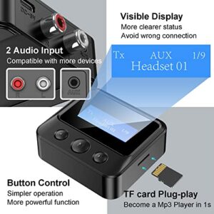 Bluetooth Transmitter, 2-in-1 Bluetooth Transmitter Receiver with LCD Screen, Bluetooth 5.0 Audio Adapter, TF Card Plug-play, Support 3.5mm AUX, RCA, for TV/PC/Car/MP3/CD Player/Speaker/Headset (C39S)