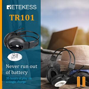 Retekess TR101 FM Radio Headphones, Headset for Mowing, Digital Wireless Radio for Mowing, Walking, Riding, Powered by AA Battery (Black)