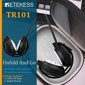 Retekess TR101 FM Radio Headphones, Headset for Mowing, Digital Wireless Radio for Mowing, Walking, Riding, Powered by AA Battery (Black)