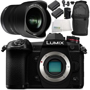 lumix dc-g9 mirrorless micro four thirds digital camera with lumix g vario 7-14mm f/4 asph. lens 7pc accessory bundle – includes 2x replacement batteries + more