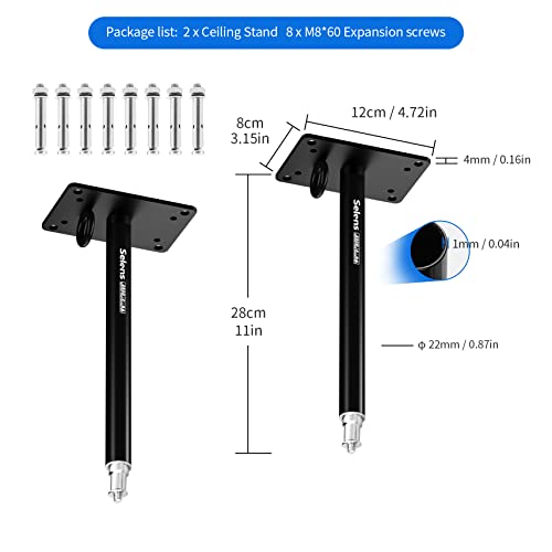 Selens 2 Pack Camera Ceiling Mount, 11" Wall Mount Bracket with 1/4" Universal Adapter for Video Light, Ring Light, Softbox, Reflector, Led Light