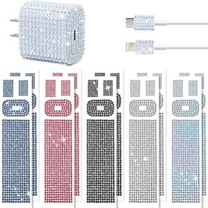 outus 10 pieces rhinestones wall charger stickers bling handmade usb charger crystal decorations artificial diamond charger sticker compatible with iphone ipad plug power adapter diy for women