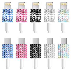 Outus 10 Pieces Rhinestones Wall Charger Stickers Bling Handmade USB Charger Crystal Decorations Artificial Diamond Charger Sticker Compatible with iPhone iPad Plug Power Adapter DIY for Women