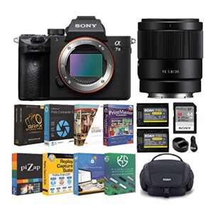 sony alpha a7 iii full frame mirrorless digital camera with 35mm f/1.8 large aperture lens and accessory bundle (6 items)