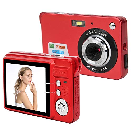 Digital Camera 8X Zoom Card Digital Camera 18 Mp 2.7in LCD Display Maximum Support 32gb Memory Card Built-in Microphone Selfie Camera for Boys and Girls(red) for 18 megapixel 8X Zoom