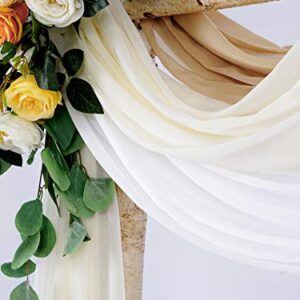 MoKoHouse Wedding Arch Outdoor Indoor White Sheer Backdrop Curtain 3 Panels Chiffon Fabric Drapery 6 Yards Nude and Cream Party Background Drapes Wedding Decoration