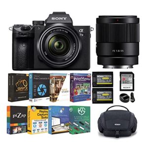 Sony Alpha a7 III Full Frame Mirrorless Digital Camera with 28-70mm OSS and 35mm f/1.8 Large Aperture Lens Bundle (6 Items)