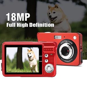 Digital Camera, 2.7 inch TFT LCD Display Pocket Camera, 18 Megapixel 8X Zoom Card Digital Camera, Support 32GB Memory Card, Builtin Microphone, with Lanyard/Storage Bag(red)