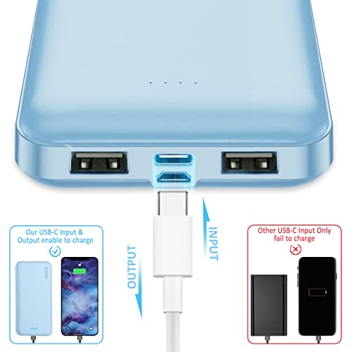 Lekzai USB-C Portable Phone Charger, Portable Charger with 3 Charging Outputs, 15,000mAh Slim Power Bank Fits for iPhone Samsung Tablet etc.