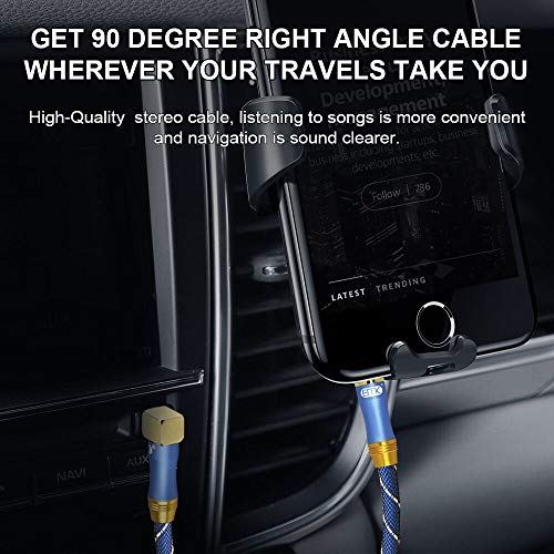 90 Degree Right Angle Aux Cable - [24K Gold-Plated,Sound Quality]EMK Audio Stereo Male to Male Cable for Laptop, Tablets, MP3 Players,Car/Home Aux Stereo, Speaker or More (16Ft/5Meters)