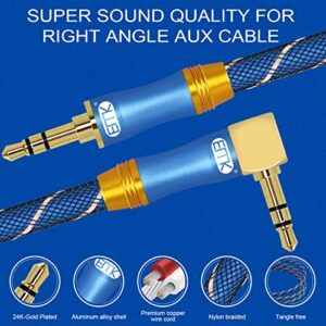 90 Degree Right Angle Aux Cable - [24K Gold-Plated,Sound Quality]EMK Audio Stereo Male to Male Cable for Laptop, Tablets, MP3 Players,Car/Home Aux Stereo, Speaker or More (16Ft/5Meters)