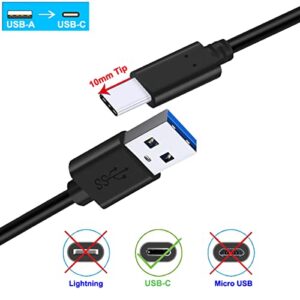 UNIDOPRO 3FT 10mm Extended Long Tip USB-C Type C Data Sync Fast Charger Cable Cord (USB 3.0 Male A to Type C 3.1 Male) for IP68 Waterproof/Rugged Phones or Cases with Deep Recessed Ports