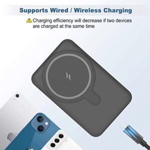 Magnetic Power Bank,10000mAh Portable Rechargeable Wireless Magnet Battery Pack with Kickstand,USB Type C External Charger Qi Compatible for MagSafe Mag Safe Tech,Apple iPhone 12 13 Mini Pro Max 14
