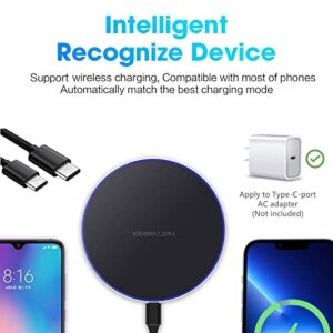 PDKUAI Wireless Charger,20W Max Fast Wireless Charging Pad with Type-C Cable Compatible with iPhone 13 14 12 11/Pro/Mini/Pro Max/SE/X/XR/8/AirPods,Samsung Galaxy/S22/S21/Note 20/10(No AC Adapter)