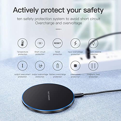 PDKUAI Wireless Charger,20W Max Fast Wireless Charging Pad with Type-C Cable Compatible with iPhone 13 14 12 11/Pro/Mini/Pro Max/SE/X/XR/8/AirPods,Samsung Galaxy/S22/S21/Note 20/10(No AC Adapter)