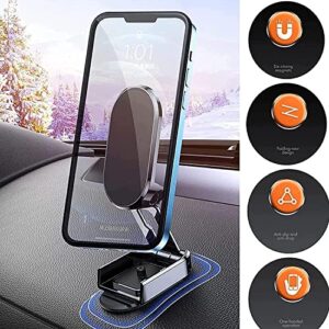 CHUANGJIA 2023 New Alloy Folding Magnetic Car Phone Holder,Magnetic 360° Car Phone Holder Stand Dashboard Folding Bracket,Multifunctional Magnetic Mobile Phone Bracket